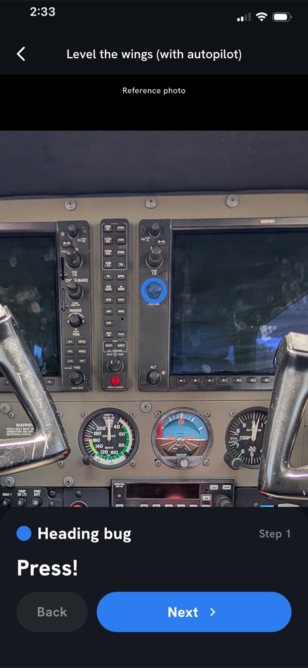 Emergency guidance highlighting a control in the live camera view
