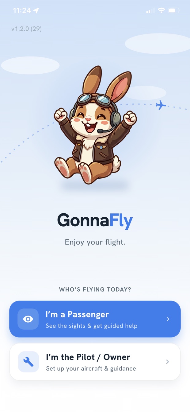 GonnaFly welcome screen
